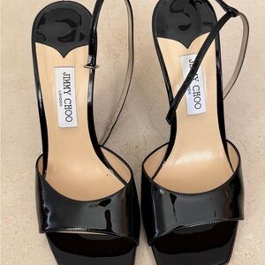 Jimmy Choo Glossy Black Heels Wedge 42 Size